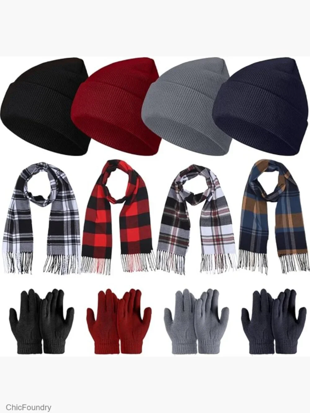 Kids Winter Hat Gloves Scarf Set Knit Beanie 5-10 Boys Girls Cold Weather